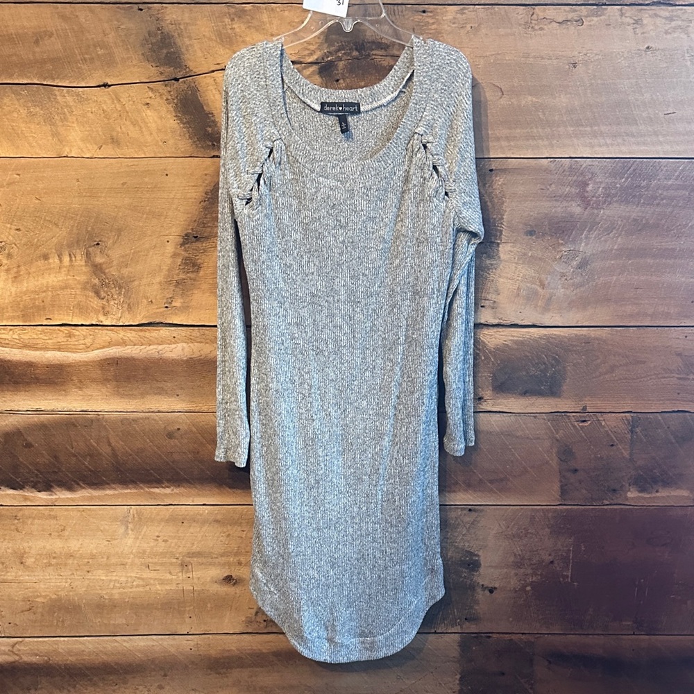 Derek Heart Heathered Gray Long Sleeve Sweater Dress